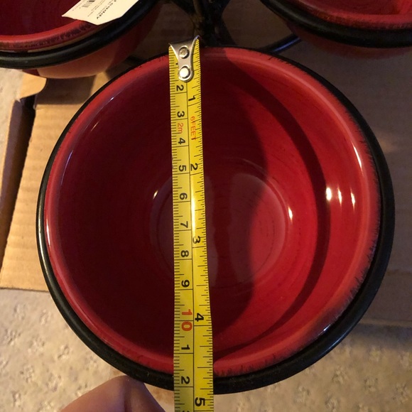 Tag Red Ceramic Serving Bowls with Stand - Picture 2 of 6